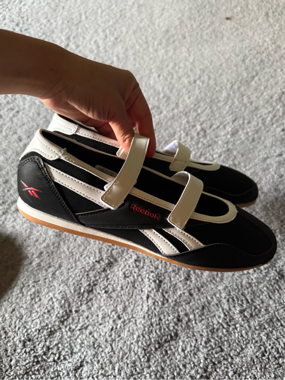 Reebok Women’s Black and White Mary Jane Style Sneakers